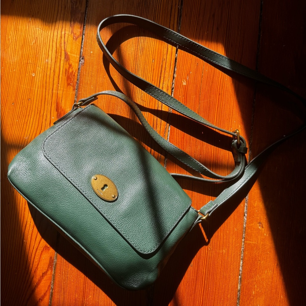 Fossil Green Leather Crossbody Bag